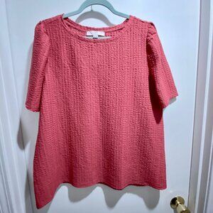 (5) Ann Taylor Valentine New Red Office Crinkled Textured Blouse Top Tunic 16/18